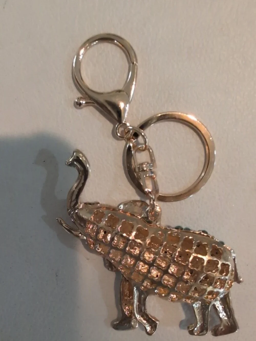 Gold Elephant Keychain with Turquoise Crystals - Women Accessories